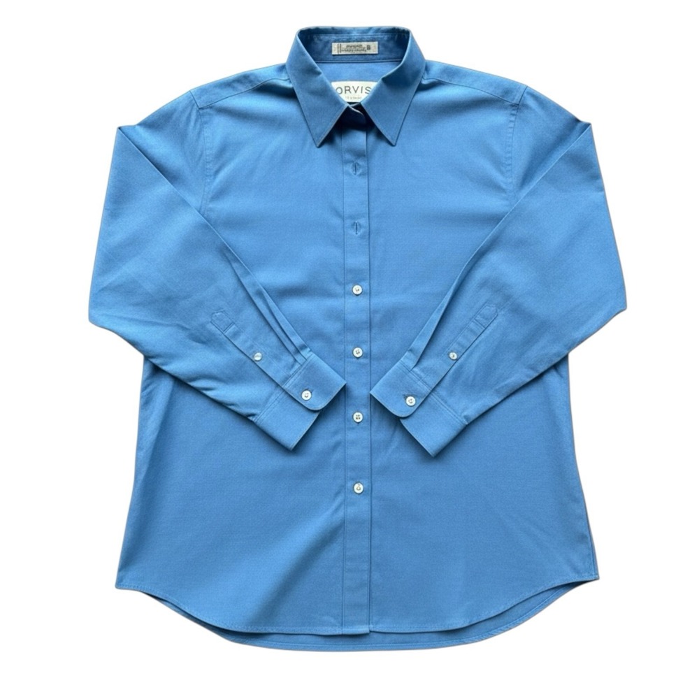 Orvis Mens 16 Wrinkle Free Blue  Button Down Dress Shirt 100% Cotton Long Sleeve